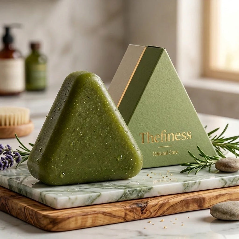 Korean Scalp Revival Bar - triangular green shampoo bar with rosemary